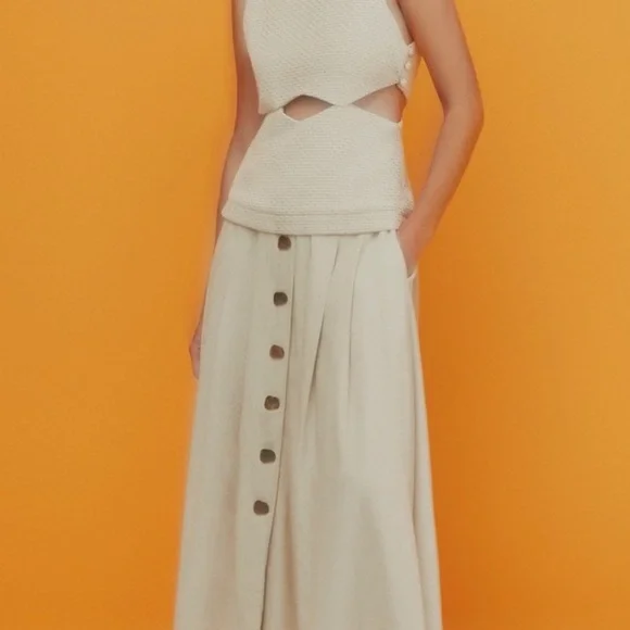 NORAH Brazilian Button Front Skirt Size 3 US 6/8 Slow Fashion - Picture 1 of 13